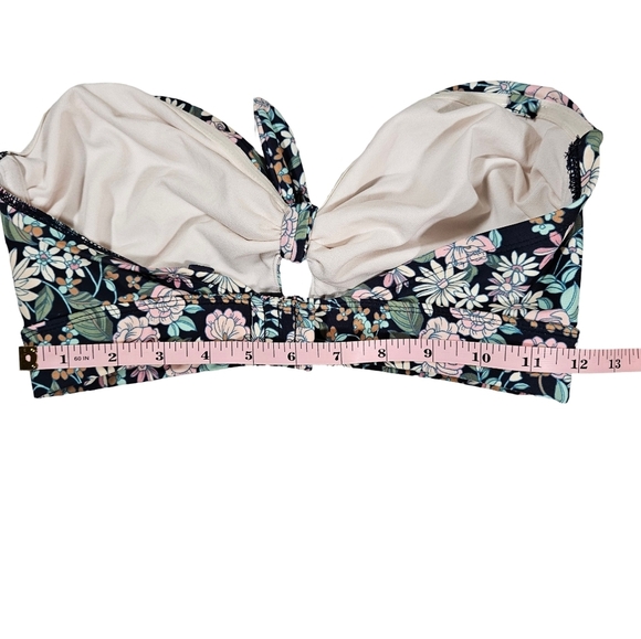 Kona Sol Strapless Bikini Top Dark Blue Floral, 32 D/DD - Picture 11 of 13